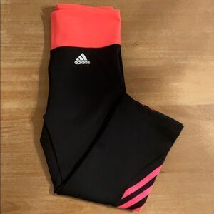 Black and coral yoga pants